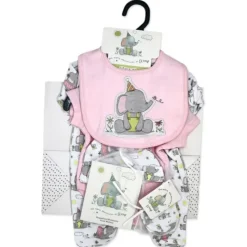 Rose Textiles - 6Pk Baby Girl Gift Set, Flump The Elephant Pink Hot