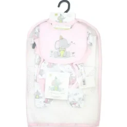 Rose Textiles - 6Pk Baby Girl Gift Set, Flump The Elephant Pink Hot