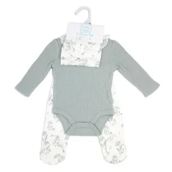Rose Textiles - 3Pk Baby Girls Take Me Home Set, Blue Floral Clearance