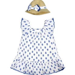 Rose Textiles - 2Pk Baby Girls Dress Set, Blue Floral Clearance