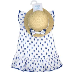 Rose Textiles - 2Pk Baby Girls Dress Set, Blue Floral Clearance