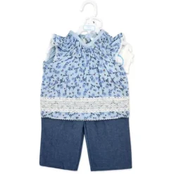 Rose Textiles - 3Pk Baby Girl Pant Set, Blue Floral Discount