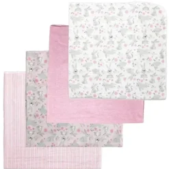 Rose Textiles - 4Pk Receiving Blanket Pink Bunnies Discount