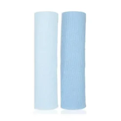 Rose Textiles - 2Pk Rib Blue Knit Swaddles Outlet