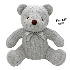 Rose Textiles - Urso de malha de 12 cabos, cinza Fashion