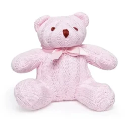 Rose Textiles - Urso de malha de cabo, Rosa Hot