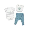 Rose Textiles Rose Têxteis - Body 3Pk para Bebê Menino, Conjunto de Calça e Babete, Jawsome Outlet