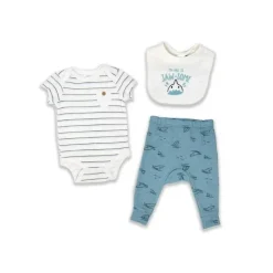 Rose Textiles Rose Têxteis - Body 3Pk para Bebê Menino, Conjunto de Calça e Babete, Jawsome Outlet