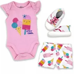Rose Textiles Rose Têxteis - 3Pk conjunto de sapatos de bebê menina, fique legal Fashion