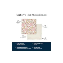 Gerber Roupa de cama - manta de musselina 2Pk, menina retrô floral Online