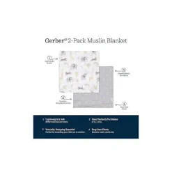 Gerber Roupa de cama - manta de musselina 2 unidades, animais neutros + geos Clearance