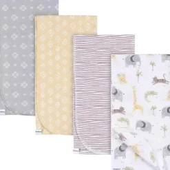 Gerber Roupa de cama - manta de flanela 4Pk, animais neutros Best