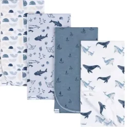 Gerber Roupa de cama - manta de flanela 4Pk, baleia Hot