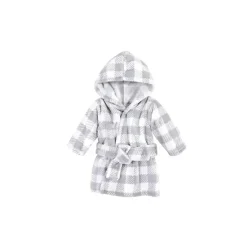 Baby Vision Roupões de banho de pelúcia 0-9M, xadrez cinza Hot