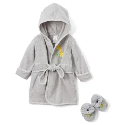 SpaSilk Roupão de banho com capuz e botas, girafa cinza (0-9M) Clearance