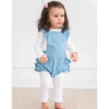 RuffleButts - Baby Girl Light Wash Flutter Overall Rumper Sale