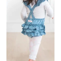 RuffleButts - Baby Girl Light Wash Flutter Overall Rumper Sale