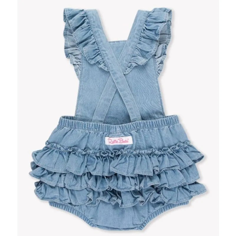 rufflebutts__baby_girl_li_SKUVKpE2IE3_3.webp RuffleButts - Baby Girl Light Wash Flutter Overall Rumper Sale