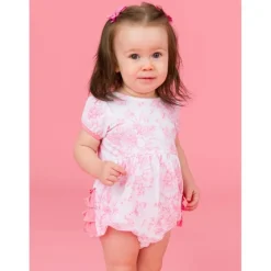 RuffleButts - Baby Girl Puff Short Sleeve Bow Bubble Romper Sale