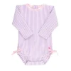 RuffleButts - Baby Girl Seersucker One Piece Rash Guard, Lilás Hot
