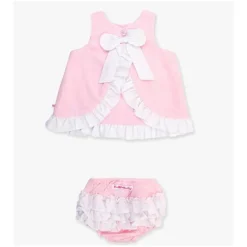 RuffleButts - Baby Girls Pink & White Swing Top & Bloomer Set Pink Discount