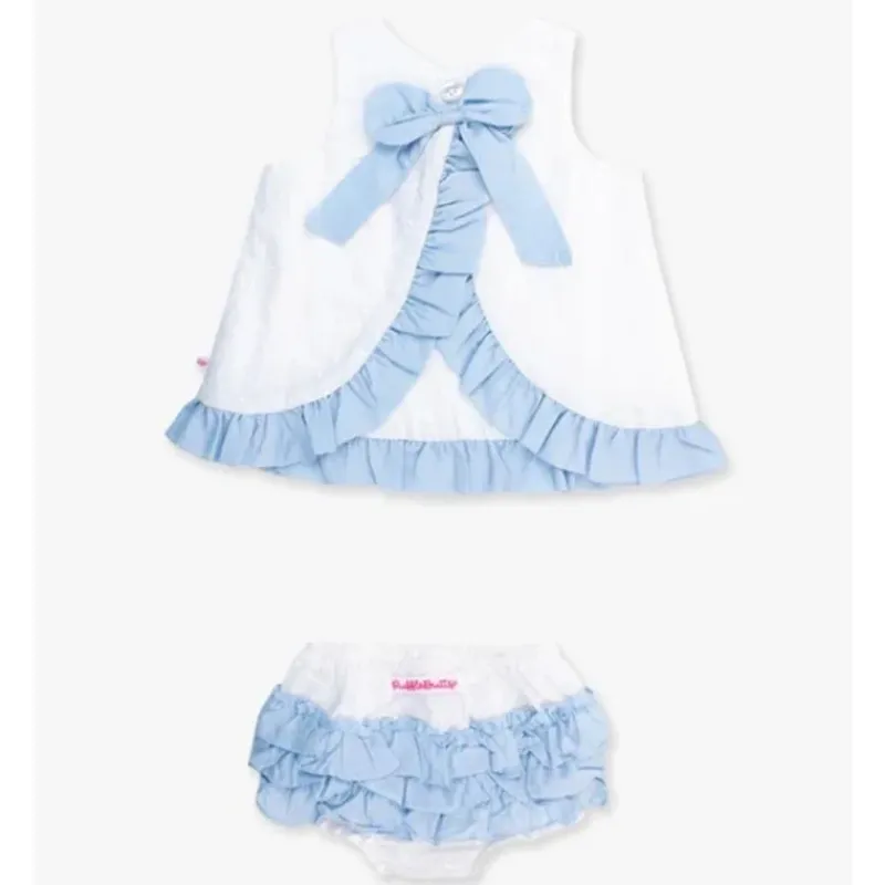 rufflebutts__baby_girls_w_SKUONH1u1ho_0.webp RuffleButts - Baby Girls White & Light Blue Swing Top & Bloomer Set White New