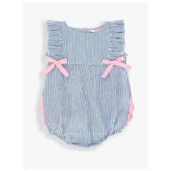 RuffleButts - Bolha de babados clássico azul Seersucker para bebês meninas New