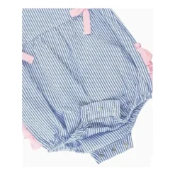 RuffleButts - Bolha de babados clássico azul Seersucker para bebês meninas New