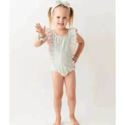 RuffleButts - Cachoeira Rainbow Seersucker One Piece Clearance