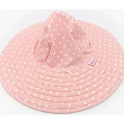 RuffleButts - Chapéu de natação reversível com bolinhas e listras rosa New