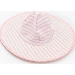 RuffleButts - Chapéu de natação reversível com bolinhas e listras rosa New
