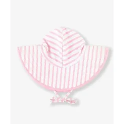 RuffleButts - Chapéu de natação reversível com bolinhas e listras rosa New