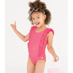 RuffleButts - Hot Pink Heart Waterfall One Piece, Rosa Outlet