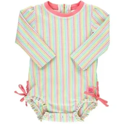 RuffleButts - Rash Guard Rainbow Seersucker de manga comprida Online