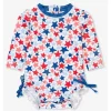 RuffleButts – Shimmer Star-Spangled manga comprida One Piece Rash Guard branco com estrelas Clearance