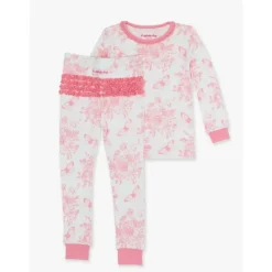 RuffleButts - Toddler Ruffle Long Sleeve Pajama Set, Bubblegum Pink Online