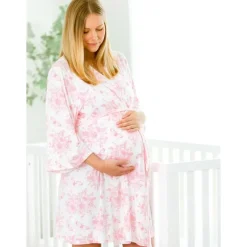 RuffleButts - Women's Maternity Robe Os Bubblegum Pink Hot
