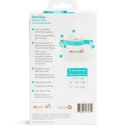 Munchkin Sacos de esterilização de garrafa jumbo , bolsas de esterilização de garrafa de microondas - 6 unidades, 180 usos Clearance