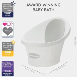 Shnuggle - Newborn Baby Bath With Plug, Pebble Grey New