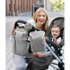 Skip Hop - Bolsa Dupla Garrafa Grab & Go, Cinza Melange Fashion