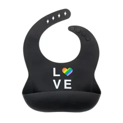 About Face Designs Sobre designs de rosto babador de bebê de silicone macio arco-íris amor, preto Sale