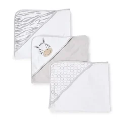 SpaSilk - Conjunto de 3 toalhas com capuz, cinza zebra Best