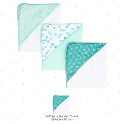 SpaSilk - conjunto de toalhas com capuz felpudo 3 unidades, pontos verdes Clearance