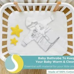 SpaSilk - Roupão felpudo 100% algodão com capuz e botinhas para bebê, tamanho único, leão branco Best