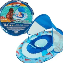 Spin Master - Swimways Sun Canopy Inflável Bebê Flutuador de Primavera para Crianças de 9 a 24 Meses, Tubarão New