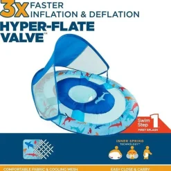 Spin Master - Swimways Sun Canopy Inflável Bebê Flutuador de Primavera para Crianças de 9 a 24 Meses, Tubarão New