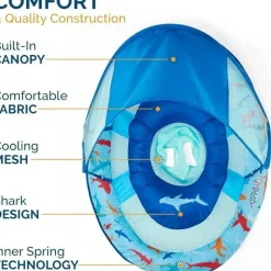 Spin Master - Swimways Sun Canopy Inflável Bebê Flutuador de Primavera para Crianças de 9 a 24 Meses, Tubarão New