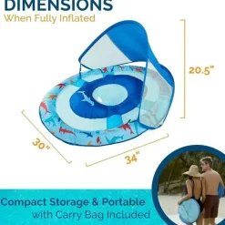 Spin Master - Swimways Sun Canopy Inflável Bebê Flutuador de Primavera para Crianças de 9 a 24 Meses, Tubarão New
