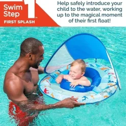 Spin Master - Swimways Sun Canopy Inflável Bebê Flutuador de Primavera para Crianças de 9 a 24 Meses, Tubarão New
