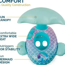 Spin Master - Swimways Sun Canopy Baby Boat, brinquedos para crianças de 9 a 24 meses, sereia Outlet